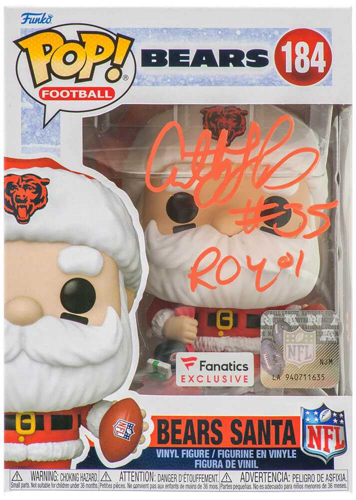 Anthony Thomas Signed Chicago Bears 'SANTA' Funko Pop Doll #184 w/ROY'01 - Schwartz Authenticated