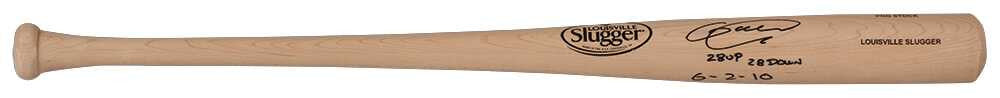 Armando Galarraga Signed Louisville Slugger Pro Stock Blonde Baseball Bat w/28 Up 28 Down 6-2-10
