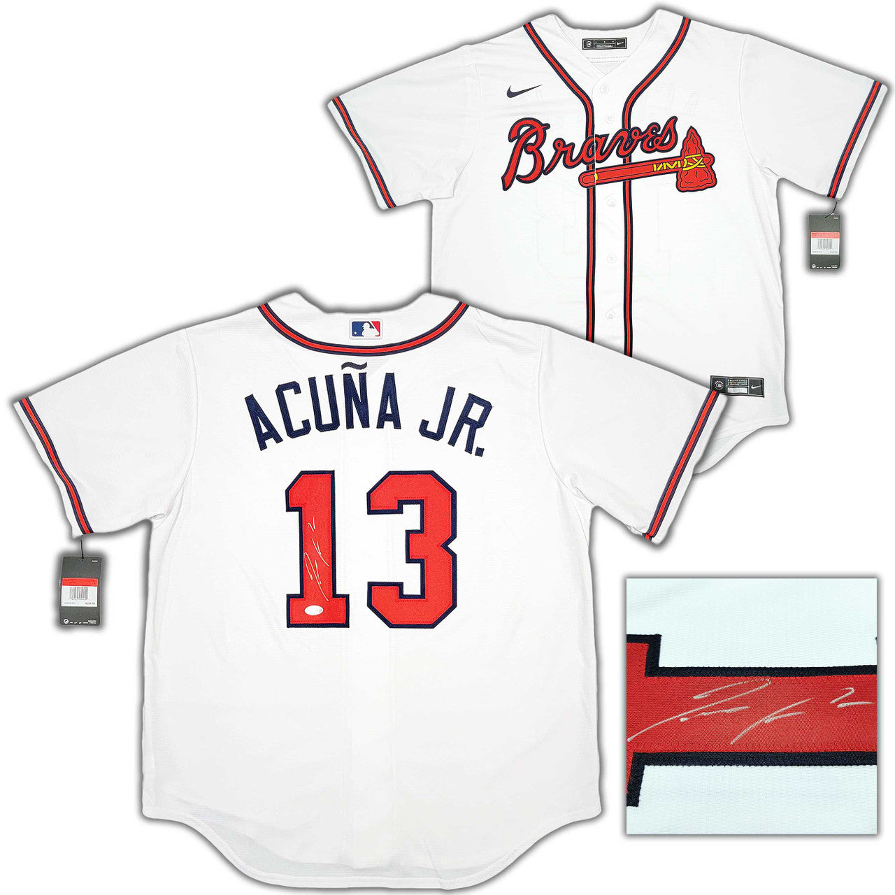 Atlanta Braves Ronald Acuna Jr. Autographed White Nike Jersey Size Large Beckett BAS