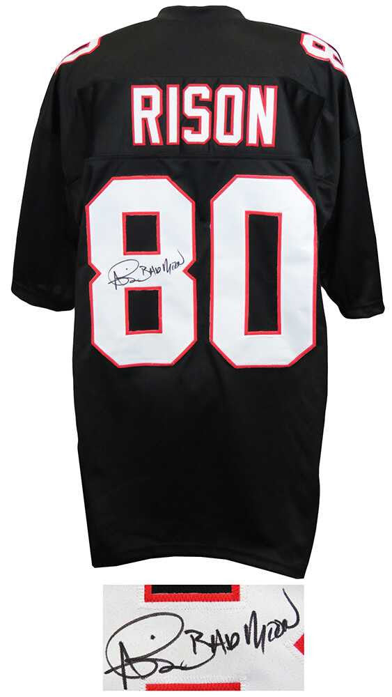 Andre Rison Autographed Atlanta Falcons Black Throwback Jersey “Bad Moon” – Schwartz Authenticated