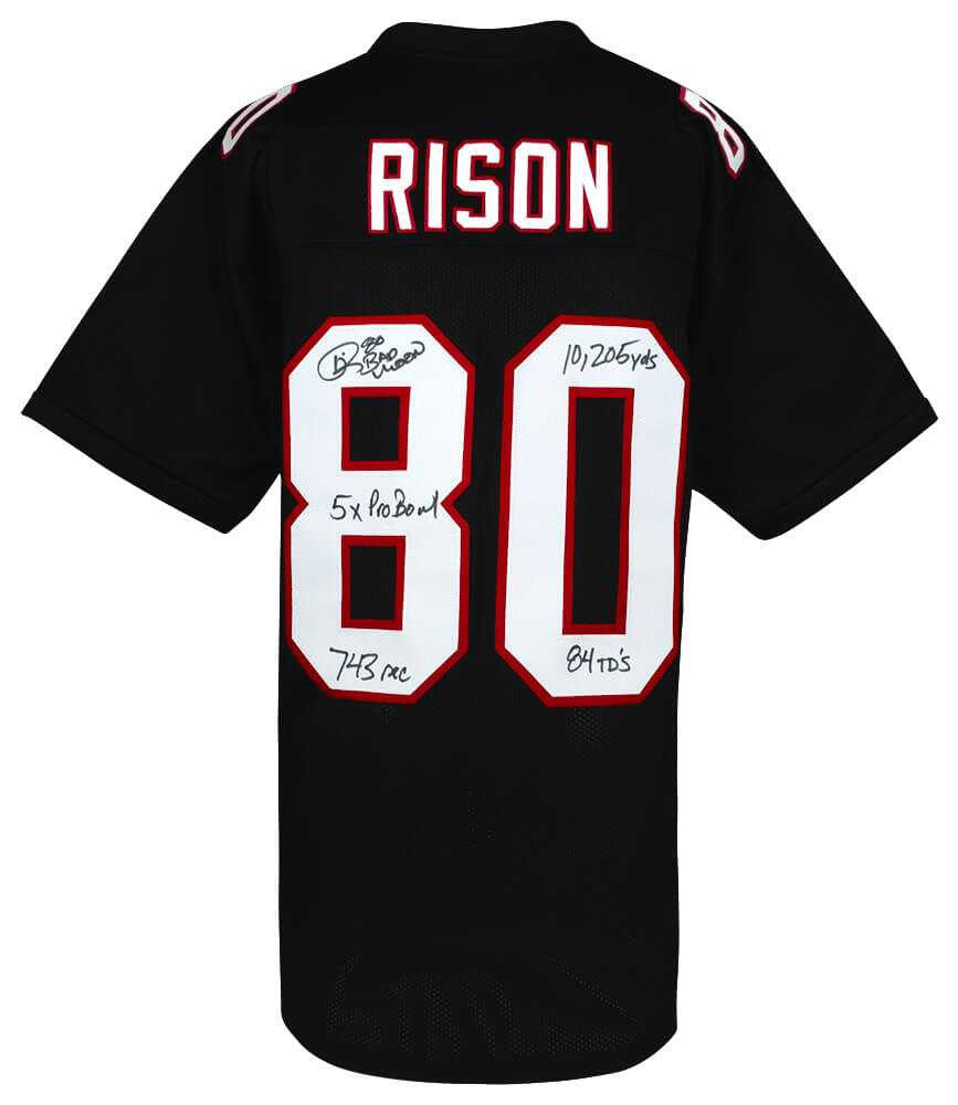 Andre Rison Decals Andre Rison Signed Falcons Black Throwback Jersey w/ 5 Inscriptions – COA
