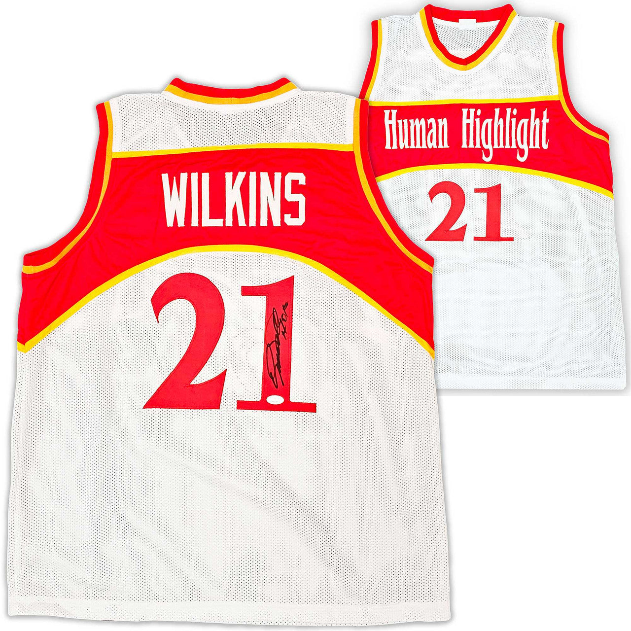 Atlanta Hawks Dominique Wilkins Autographed White Jersey "HOF" JSA