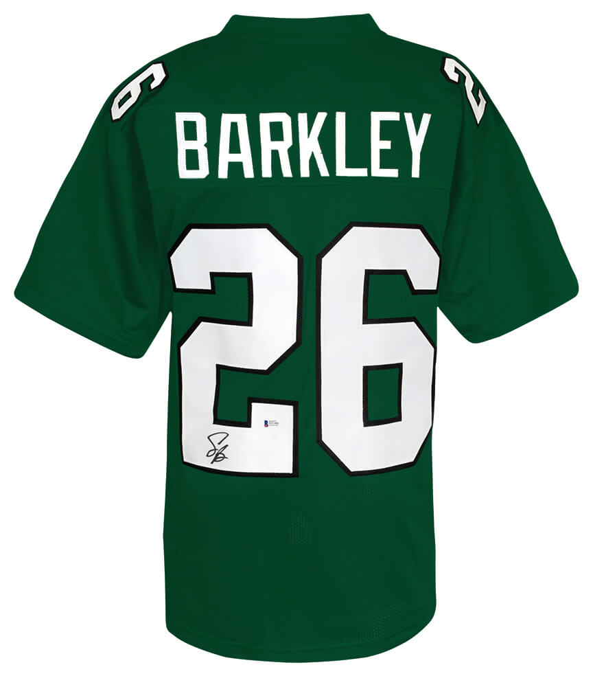 Philadelphia Eagles Saquon Barkley Signed Light Green Custom Jersey - (Beckett COA)