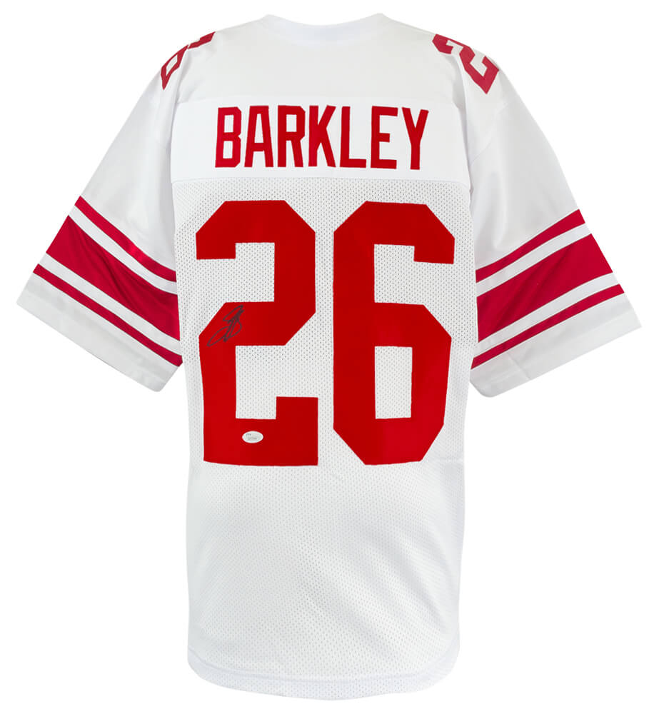 Philadelphia Eagles Saquon Barkley Signed White Custom Football Jersey - (Beckett COA)