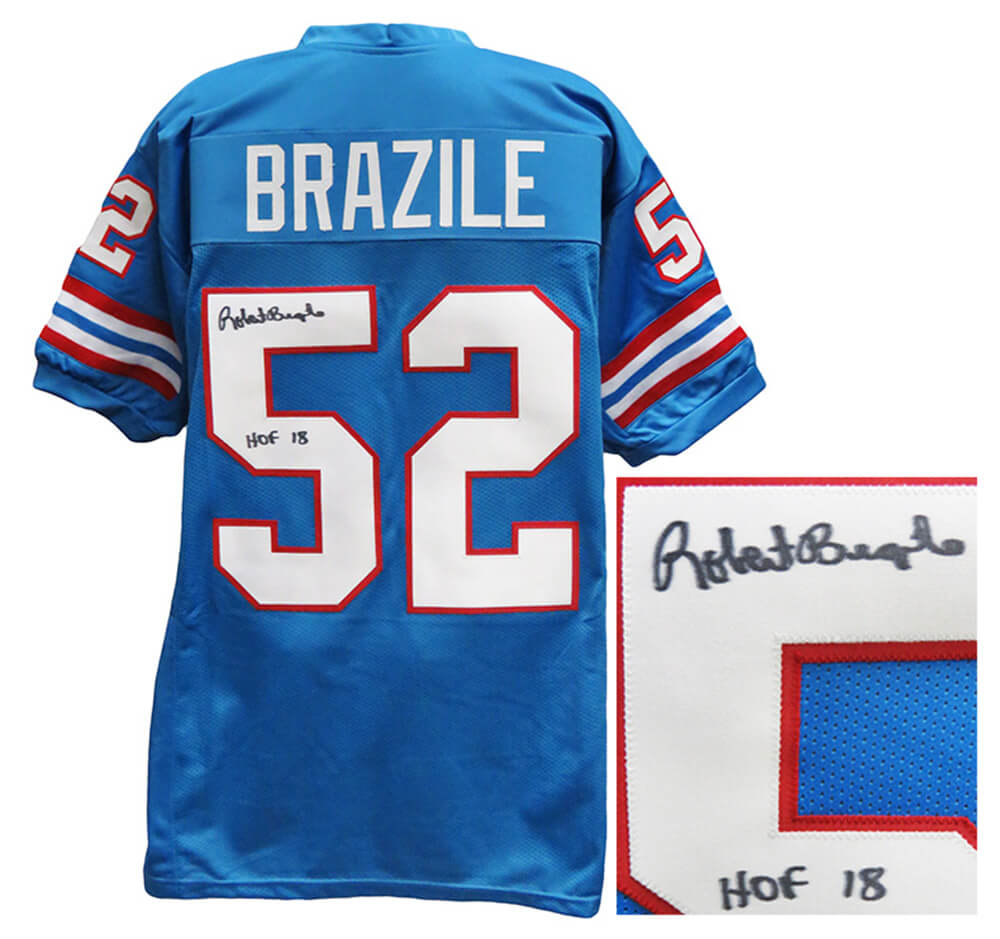 Houston Oilers Robert Brazile Signed Blue Throwback Custom Football Jersey w/HOF'18