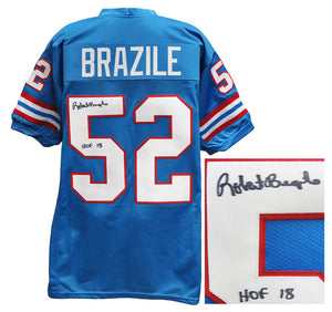 Houston Oilers Robert Brazile Signed Blue Throwback Custom Football Jersey w/HOF'18