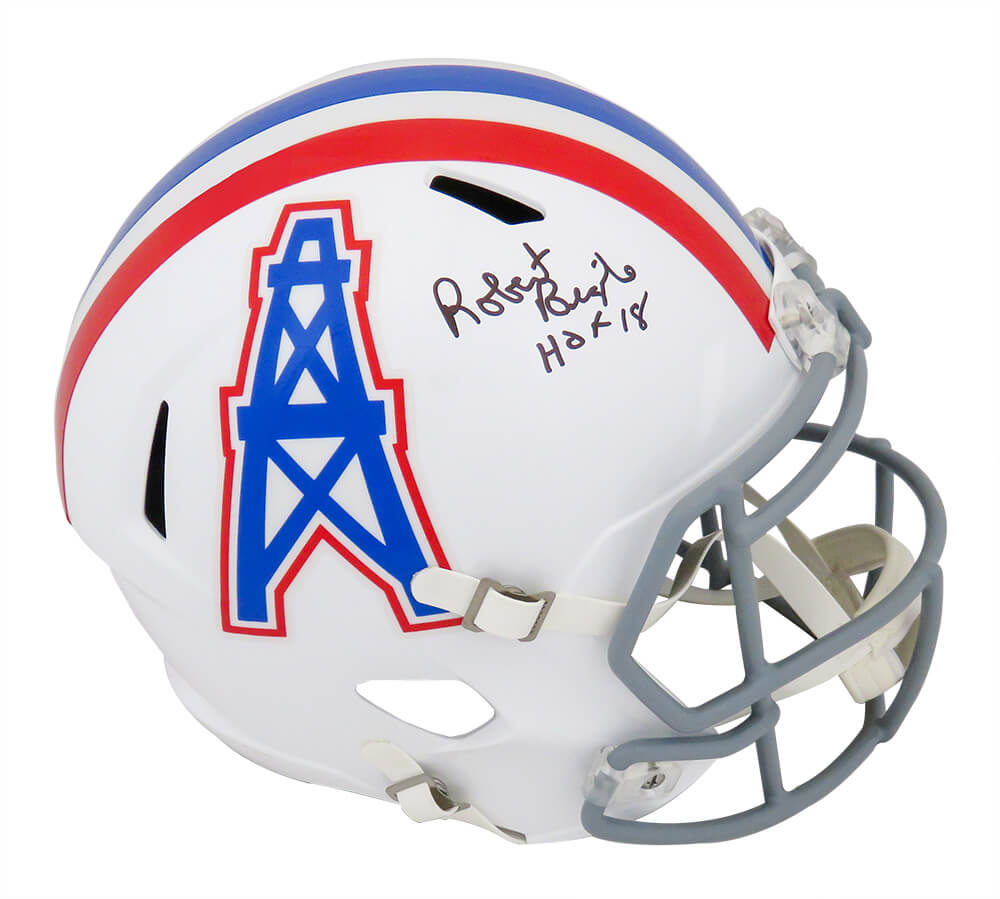 Robert Brazile Signed Houston Oilers Throwback Grey Facemask Riddell Full Size Speed Replica Helmet w/HOF'18