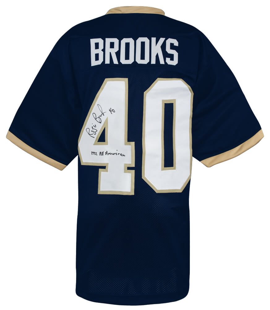 Reggie Brooks Signed Notre Dame Fighting Irish Navy Custom Football Jersey “1992 All American” – Schwartz Authenticated