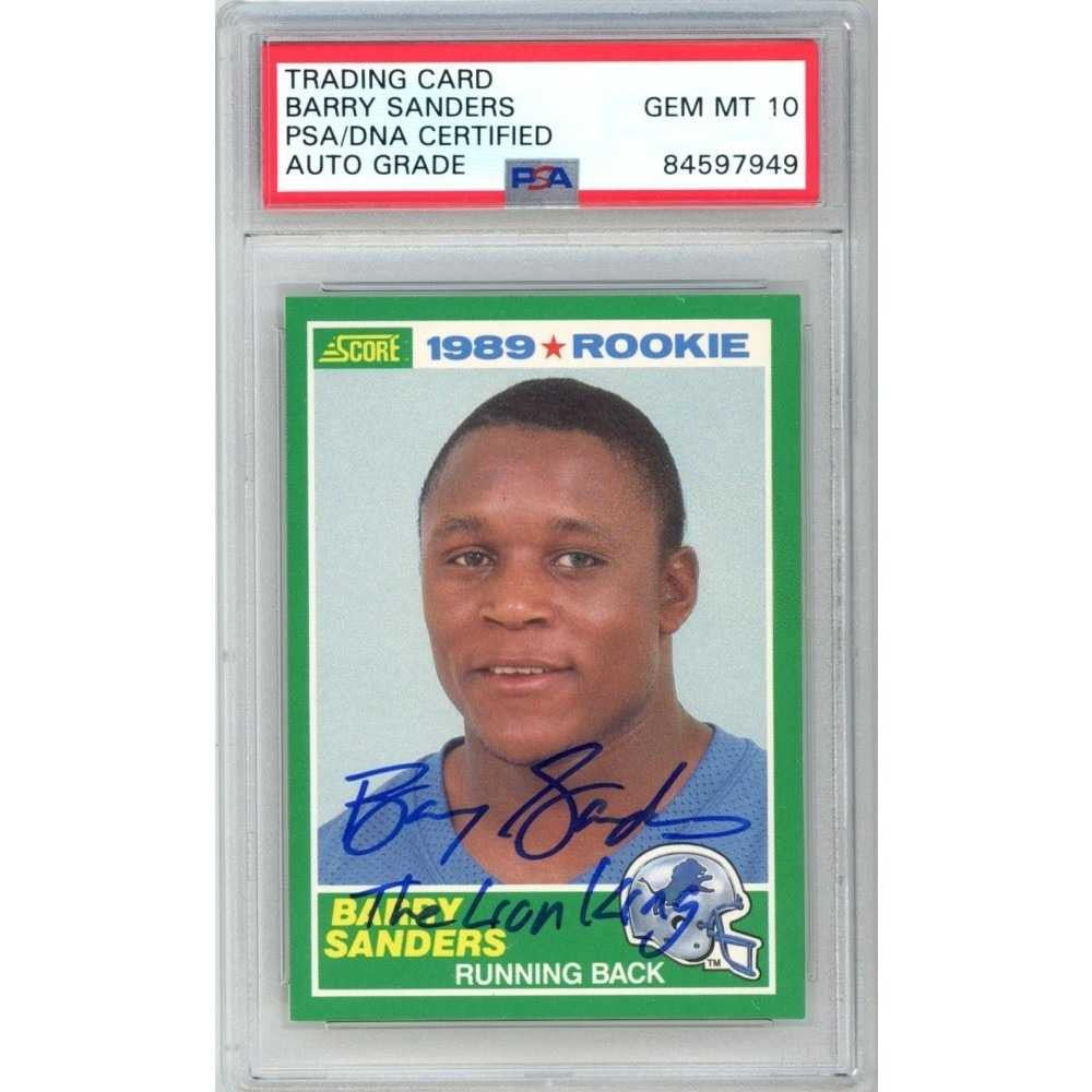 Barry Sanders 1989 Score Football Autograph “Lion King” Rookie Card #257 (PSA/DNA 10)