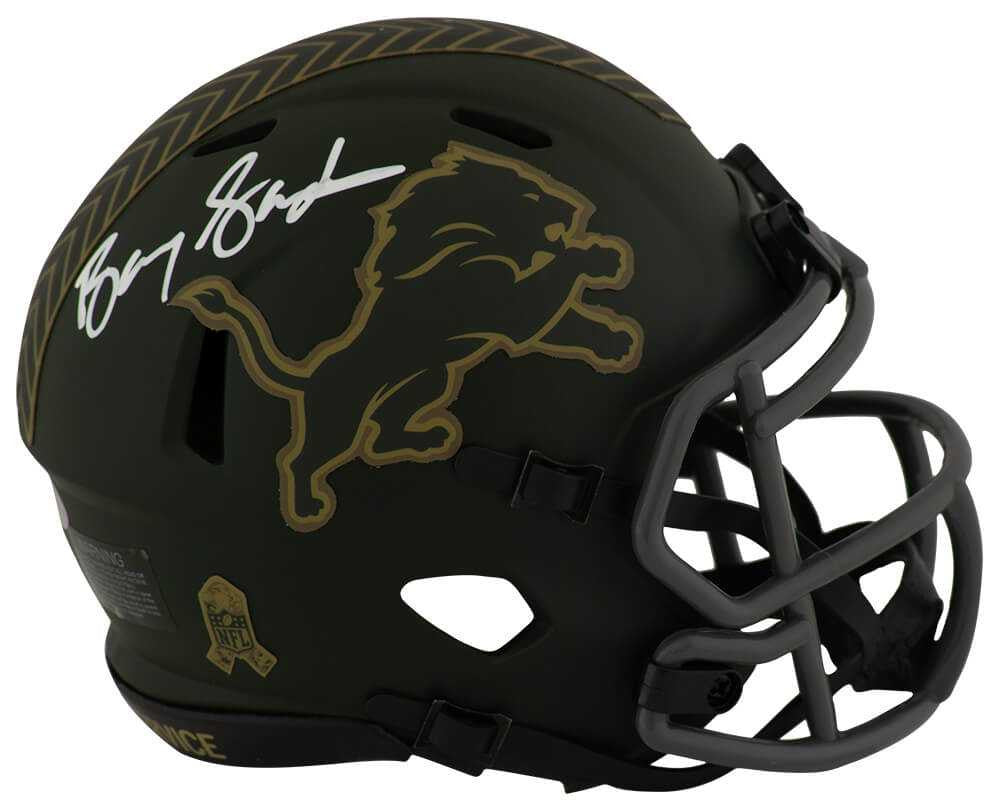 Barry Sanders Signed Detroit Lions 2025 Salute Riddell Speed Mini Helmet - Schwartz Authenticated
