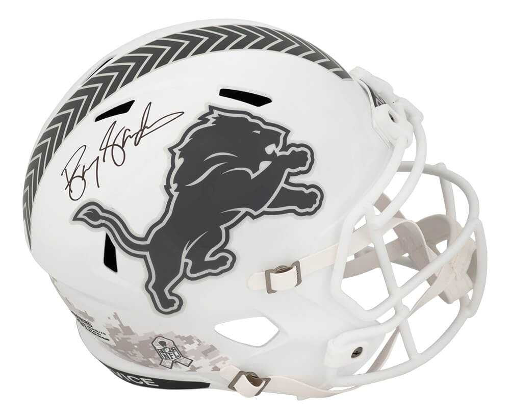 Barry Sanders Signed Detroit Lions SALUTE 2024 White Riddell Full Size Speed Replica Helmet - Schwartz Authenticated