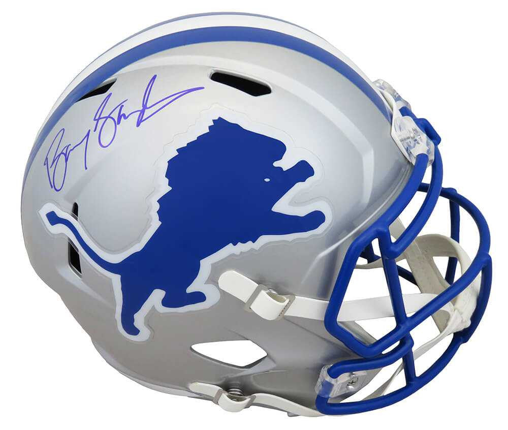 Barry Sanders Autographed Detroit Lions Throwback Riddell Full Size Speed Replica Helmet – Schwartz Authenticated