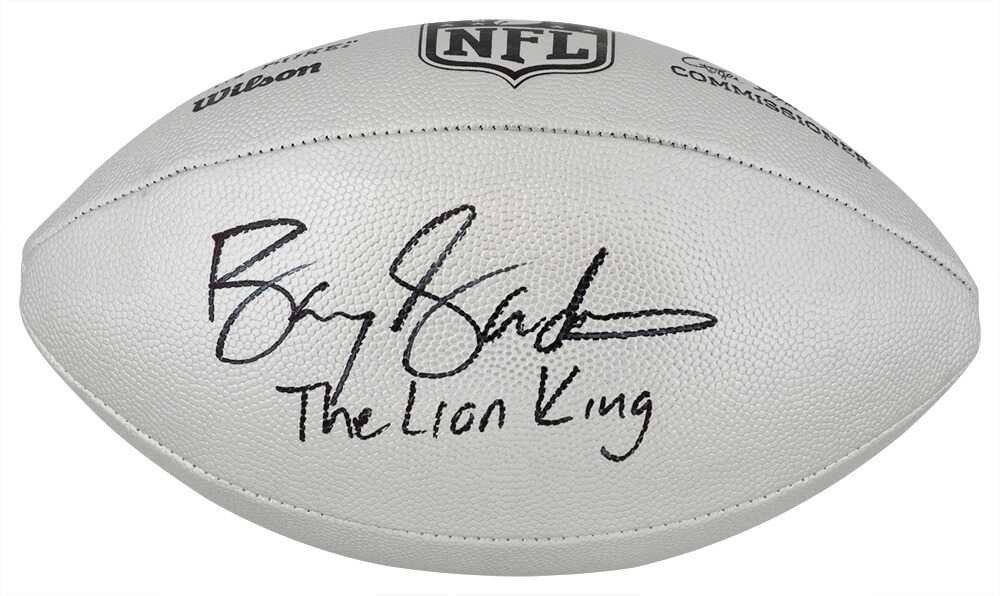 Barry Sanders Signed Silver Duke NFL Football “The Lion King” – Schwartz