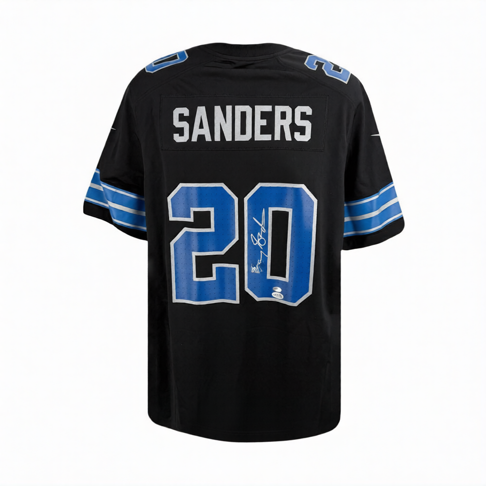 Barry Sanders Autographed Detroit Lions Nike Black Football Jersey JSA Authenticated