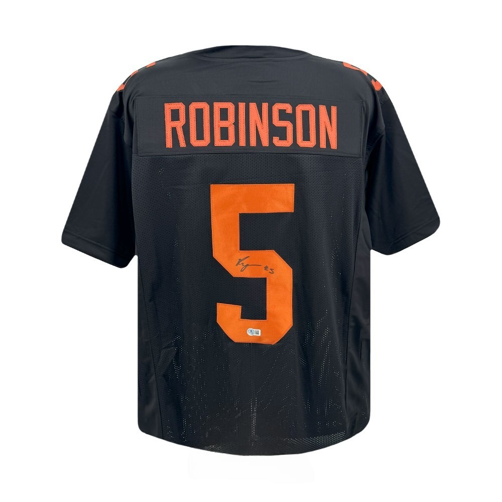 Bijan Robinson Autographed Texas Longhorns Black Jersey - BAS