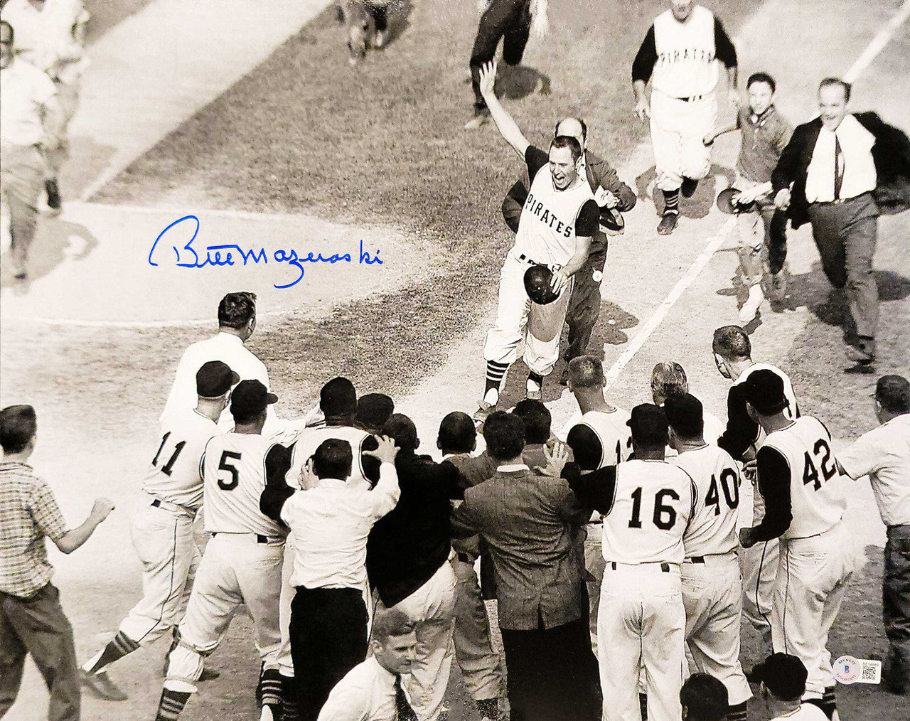 Bill Mazeroski Autographed 16x20 Photo Pittsburgh Pirates 1960 Game 7 Walk Off Home Run Beckett BAS
