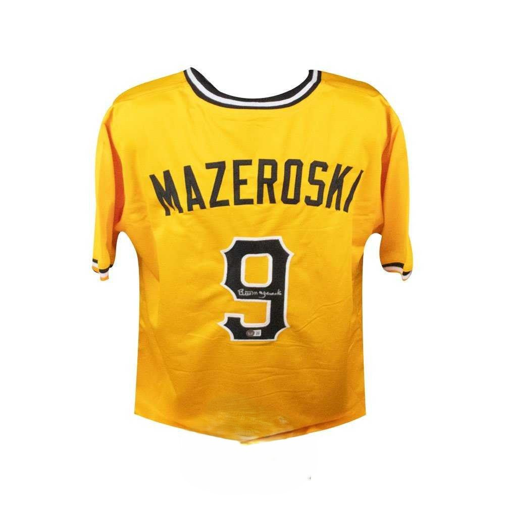 Bill Mazeroski Signed Pittsburgh Pirates Yellow Baseball Jersey BAS Authenticated
