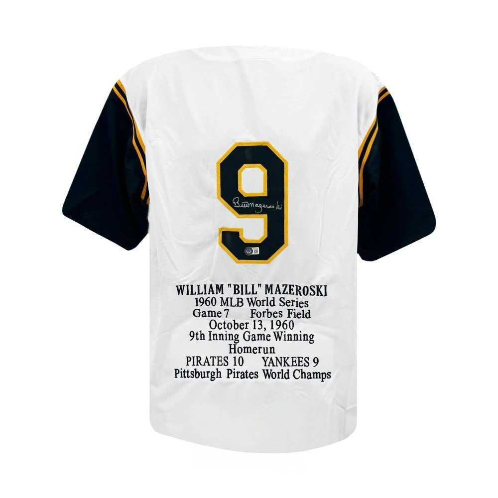 Bill Mazeroski Autographed Pittsburgh Pirates Stats  White Jersey - BAS