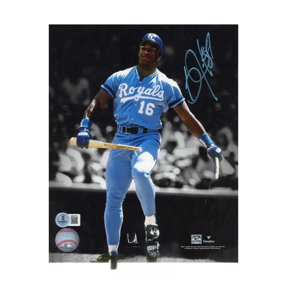 Bo Jackson Autographed Kansas City Royals 8x10 Baseball Photo - BAS (Black Background)