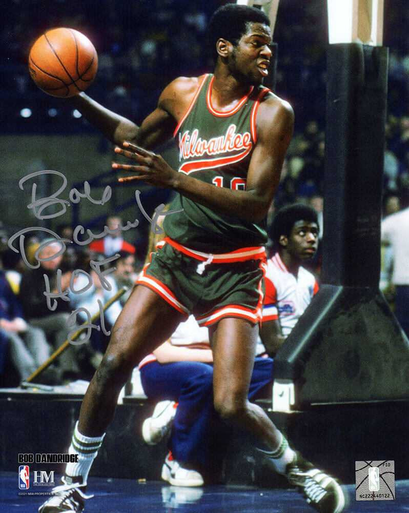 Bob Dandridge Signed Milwaukee Bucks With Basketball Action 8×10 Photo w/HOF'21
