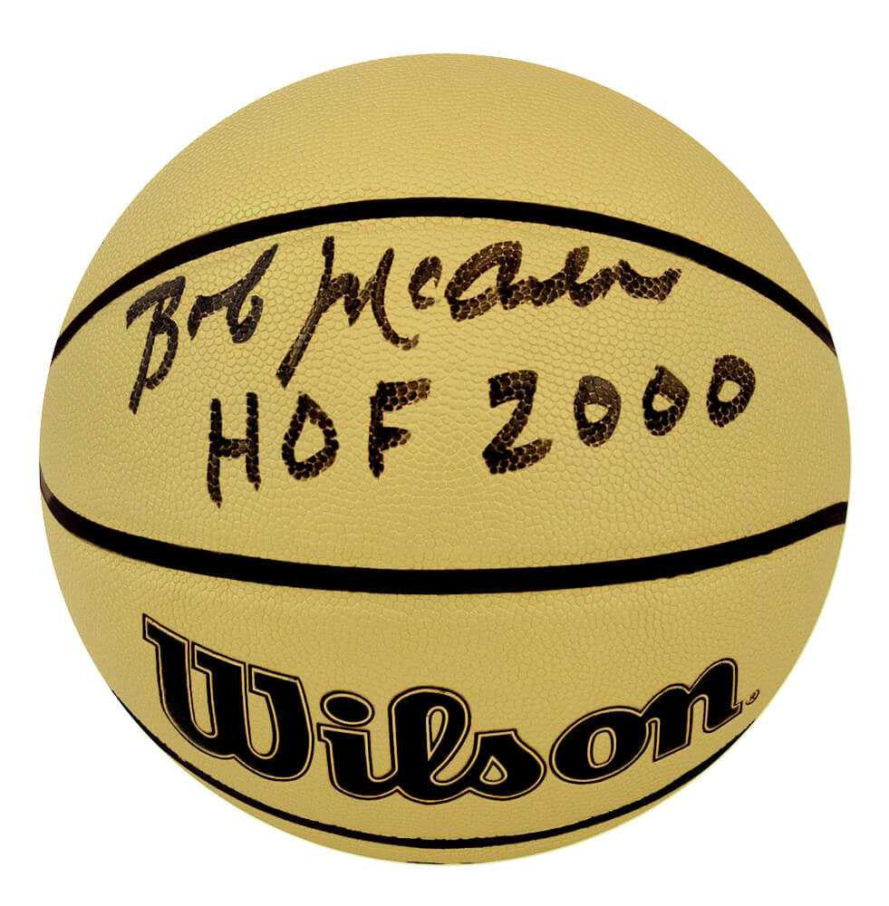 Bob McAdoo Signed Wilson Gold Full Size NBA Basketball w/HOF 2000 - Schwartz Authenticated