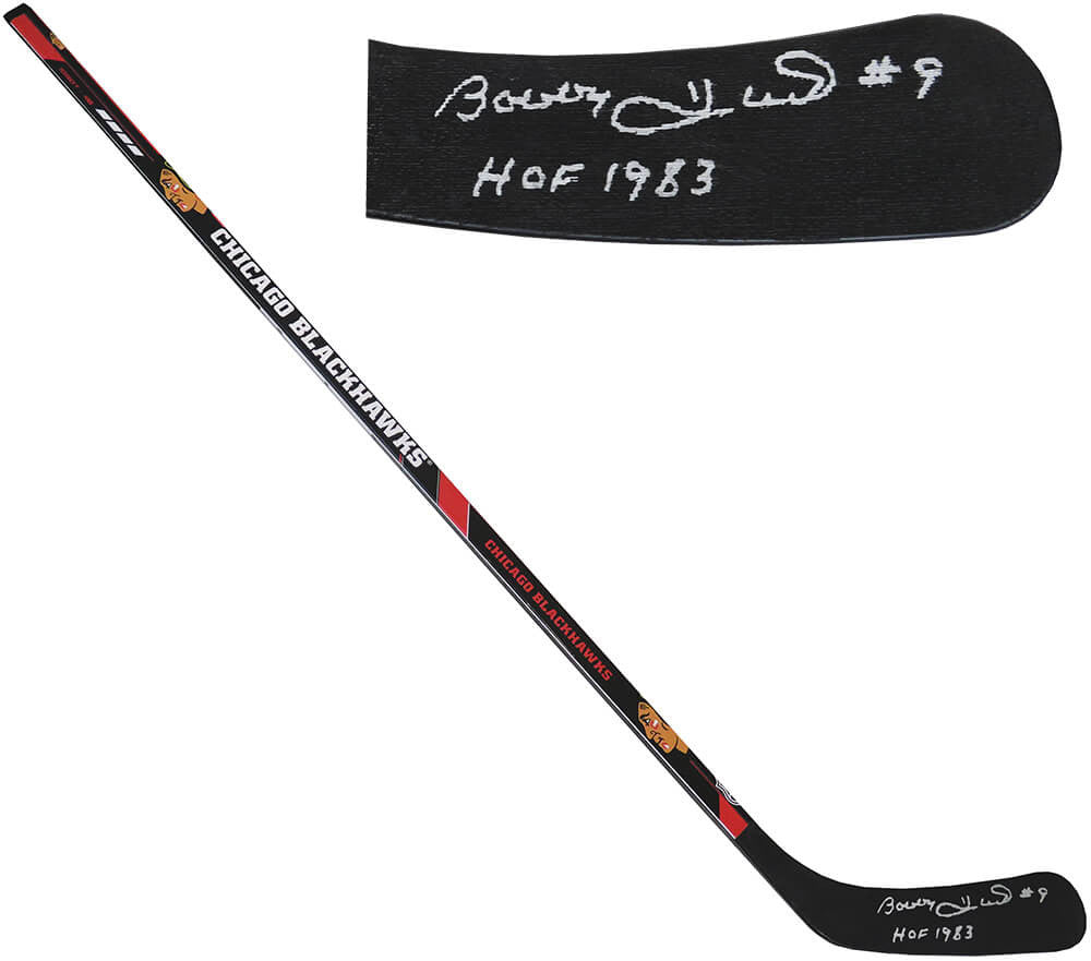 Bobby Hull Signed Chicago Blackhawks Franklin 48 Inch Full Size Hockey Stick w/HOF 1983 - Schwartz Authenticated