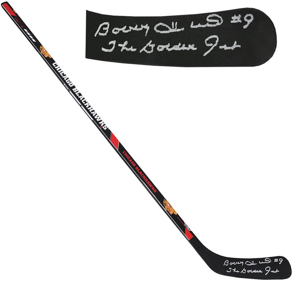 Bobby Hull Signed Chicago Blackhawks Franklin 48 Inch Full Size Hockey Stick w/The Golden Jet - Schwartz Authenticated