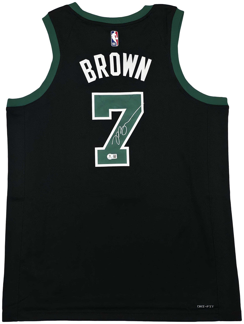 Boston Celtics Jaylen Brown Autographed Black Nike Swingman Statement Edition Jersey Size 52 Beckett BAS Witness