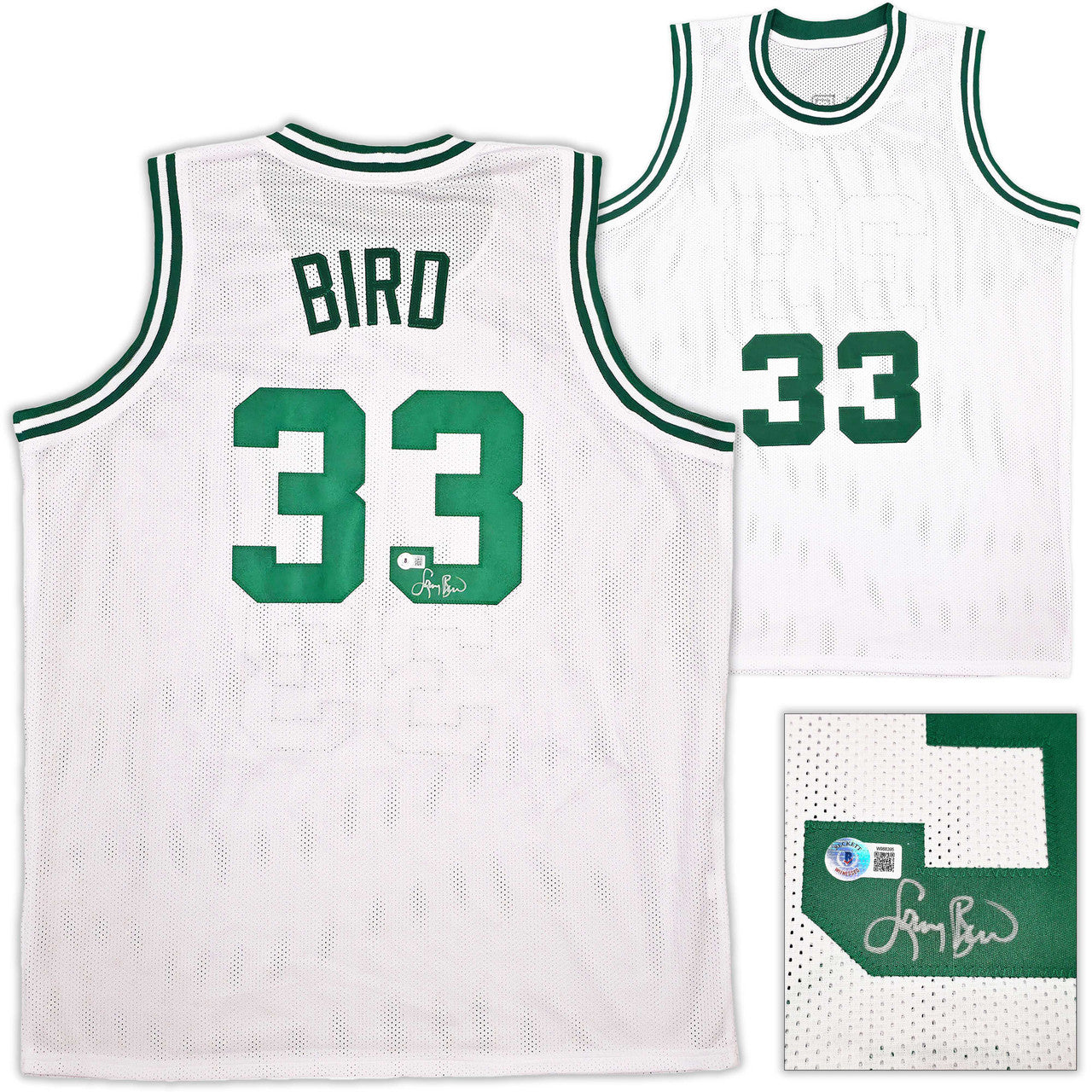 Larry Bird Autographed Boston Celtics White Basketball Jersey (Beckett BAS Witness)