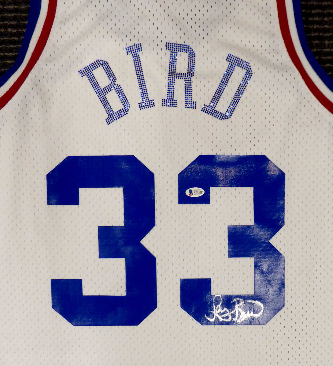 Boston Celtics Larry Bird Autographed White Mitchell & Ness 1988 All Star Game Rhinestone Swingman Jersey Size XL (Smudged) Beckett BAS #WA54224
