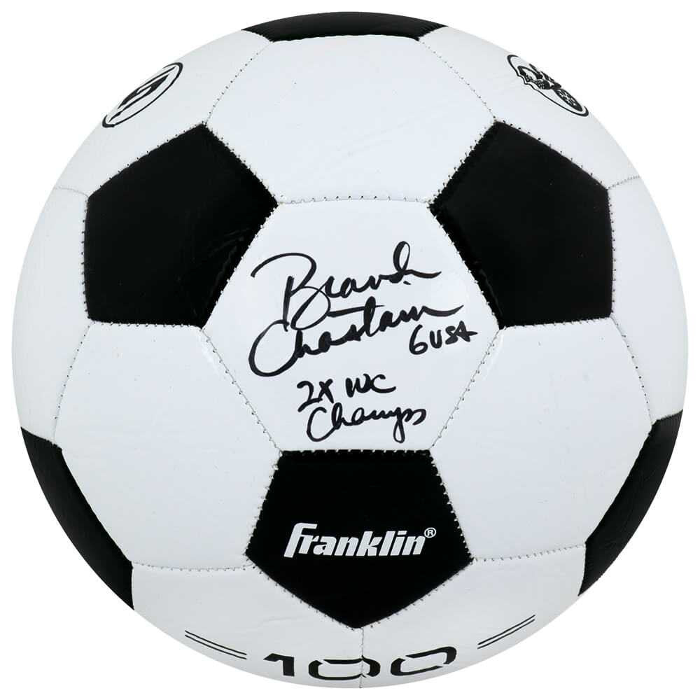 Brandi Chastain Signed Franklin Black & White Size 5 Soccer Ball w/2x WC Champs - Schwartz Authentic