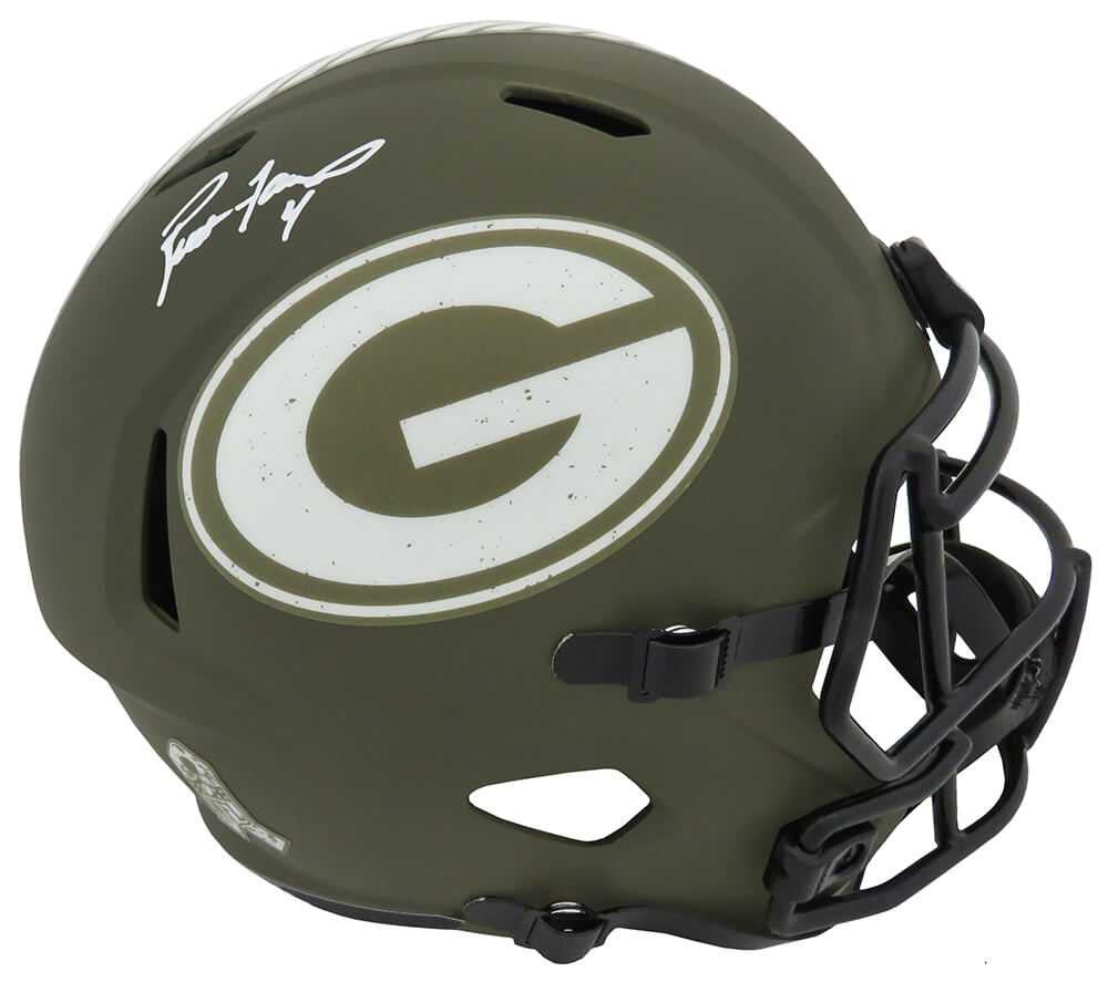 Brett Favre Signed Green Bay Packers Salute to Service Riddell Full Size Speed Helmet - Schwartz Authenticated