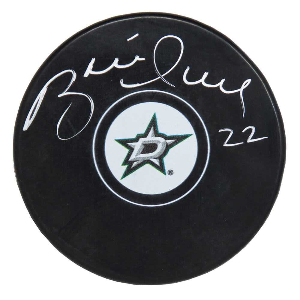 Brett Hull Signed Dallas Stars Logo Hockey Puck - Schwartz Authentic