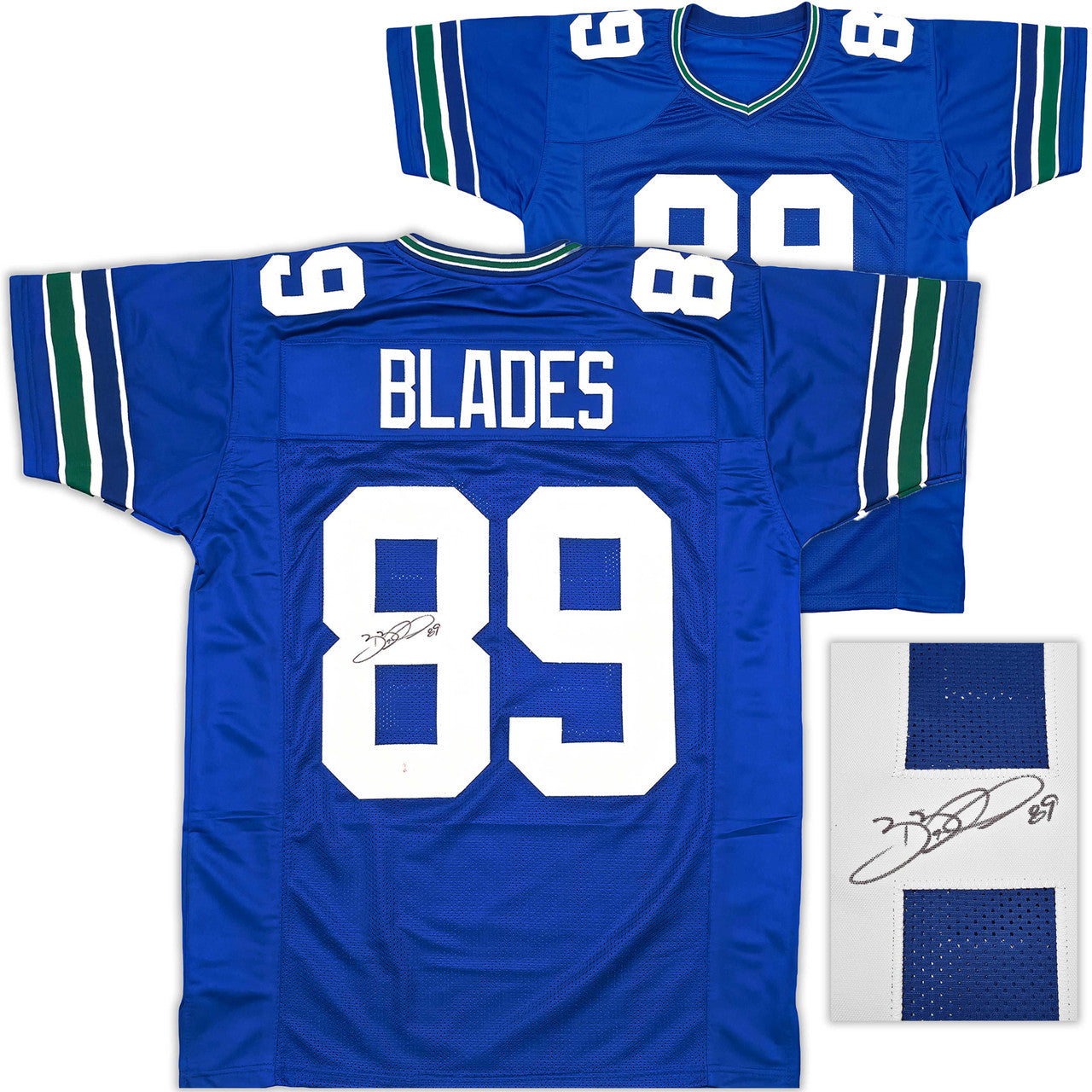 Brian Blades Autographed Seattle Seahawks Throwback Blue Jersey – MCS Holo
