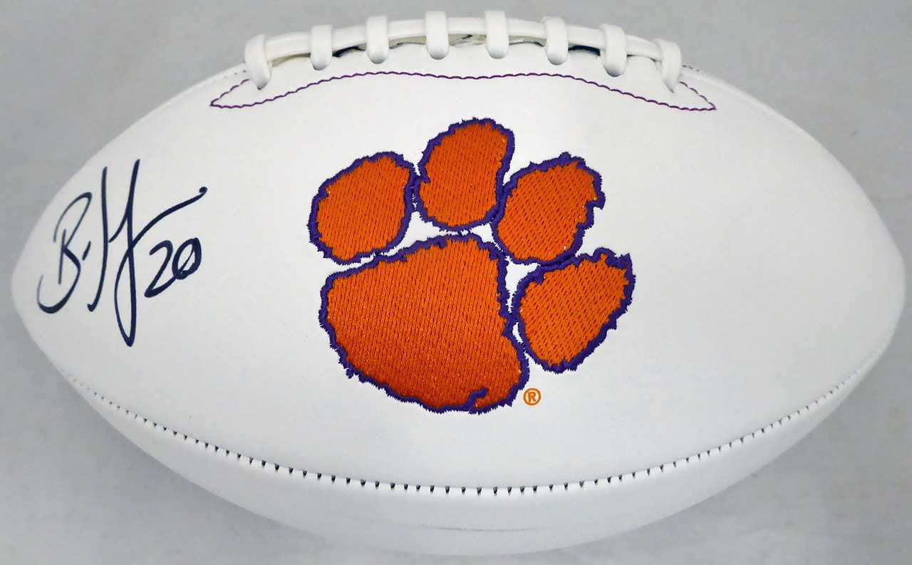 Brian Dawkins Signed Clemson Tigers White Logo Football – Beckett BAS