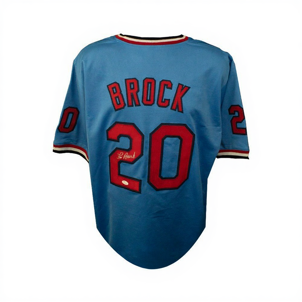 Lou Brock Autographed St Louis Custom Blue Baseball Jersey - JSA COA (B)