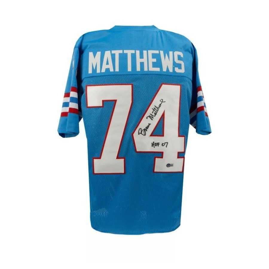 Bruce Matthews Autographed Houston Oilers HOF 07 Blue Jersey - BAS