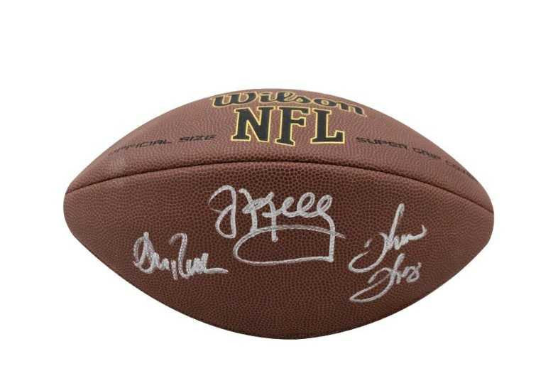 Buffalo Bills Jim Kelly, Andre Reed, Thurman Thomas Autographed Wilson Football - BAS COA