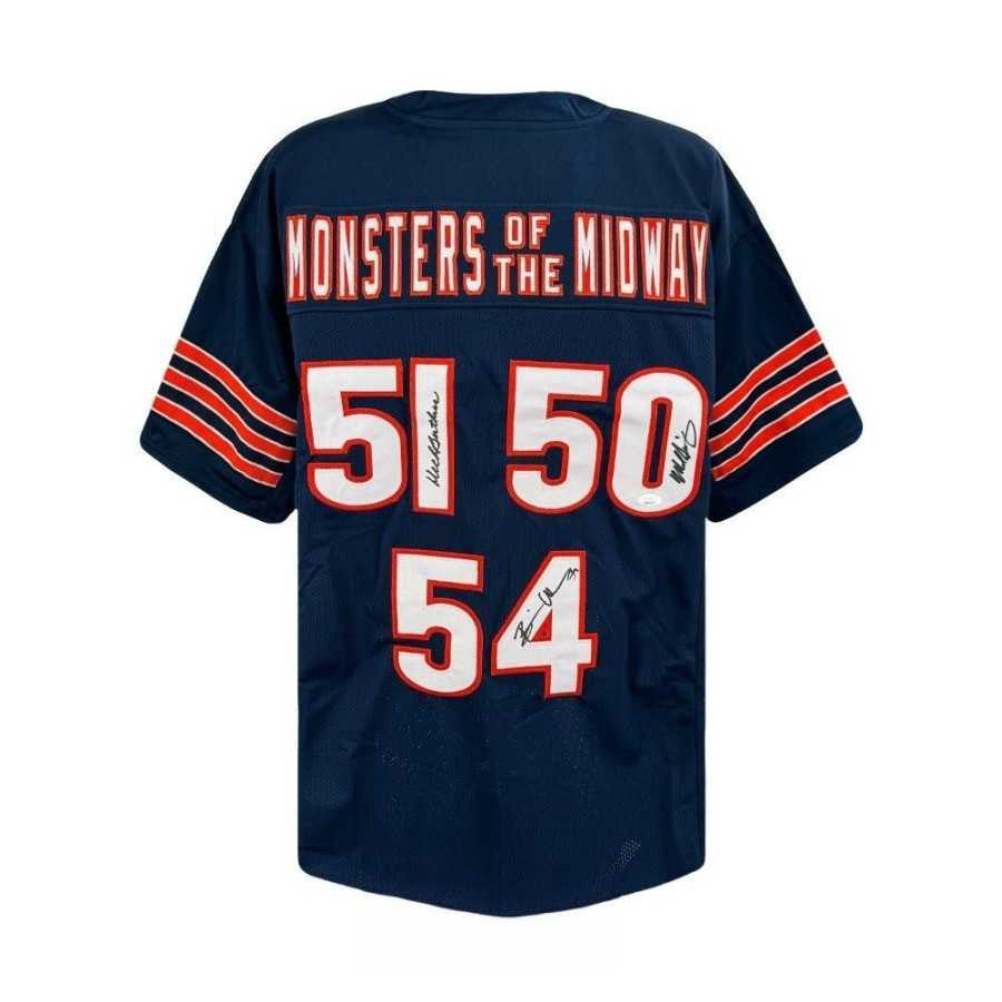 Butkus, Singletary, Urlacher Chicago Bears Monsters Of The Midway Autographed Jersey - JSA
