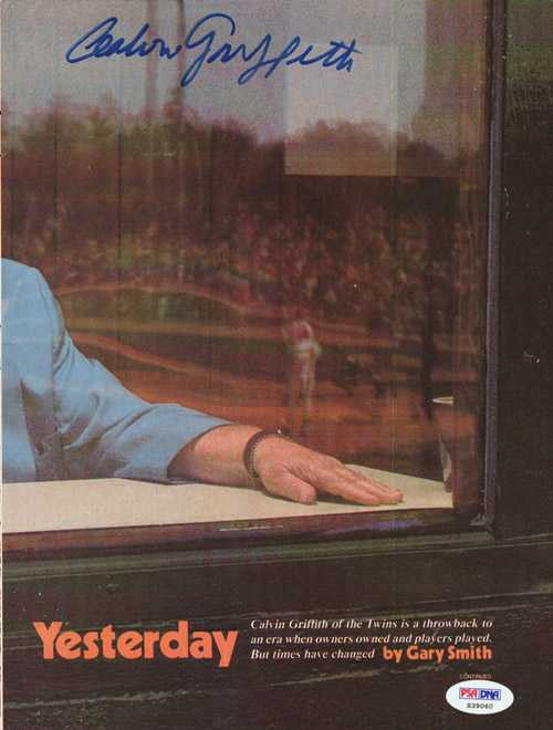 Calvin Griffith Autographed Magazine Page Photo Washington Senators PSA/DNA #S39060