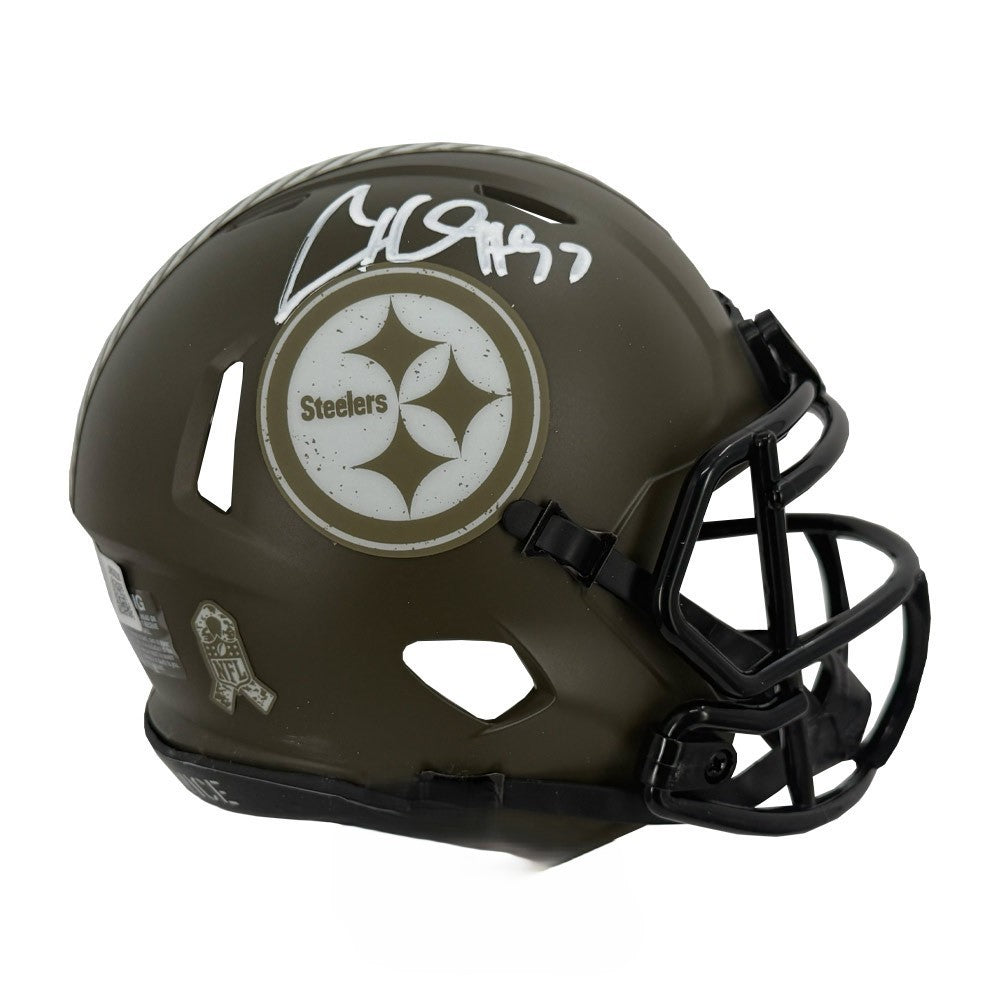 Cam Heyward Autographed Steelers Salute to Service Mini Helmet BAS Authenticated