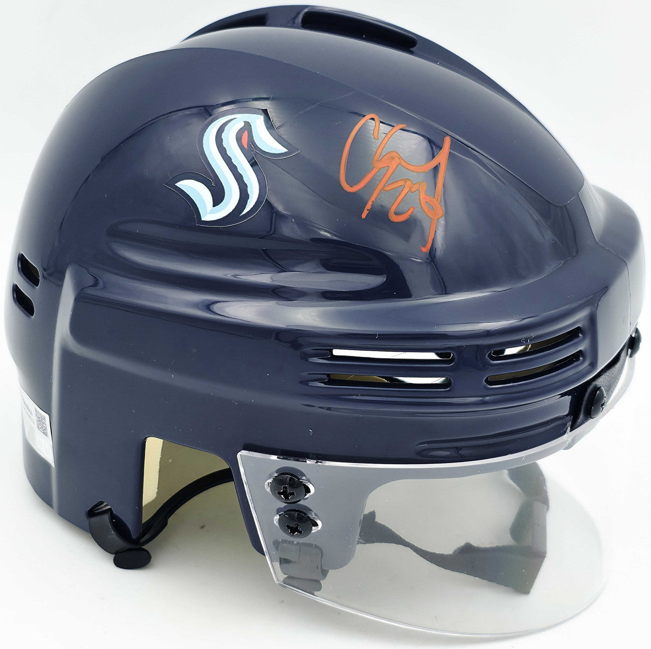 Carson Soucy Autographed Seattle Kraken Blue Speed Mini Helmet Fanatics Holo #XP14109512