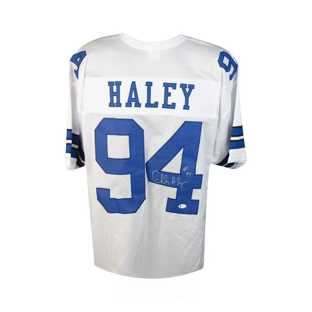 Dallas Cowboys Charles Haley Autographed Custom White Football Jersey - Beckett BAS Authenticated