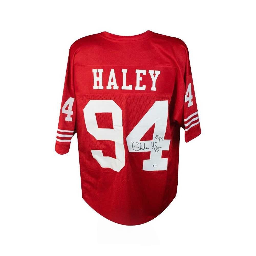 San Francisco 49ers Charles Haley Autographed Custom Red Football Jersey - Beckett BAS COA