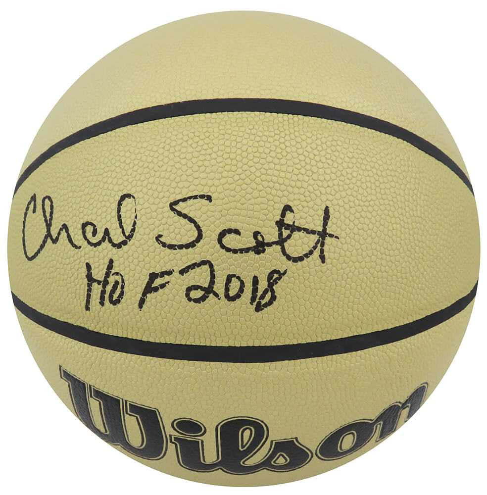 Charlie Scott Signed Wilson Gold NBA Basketball w/HOF 2018 - Schwartz Authenticated