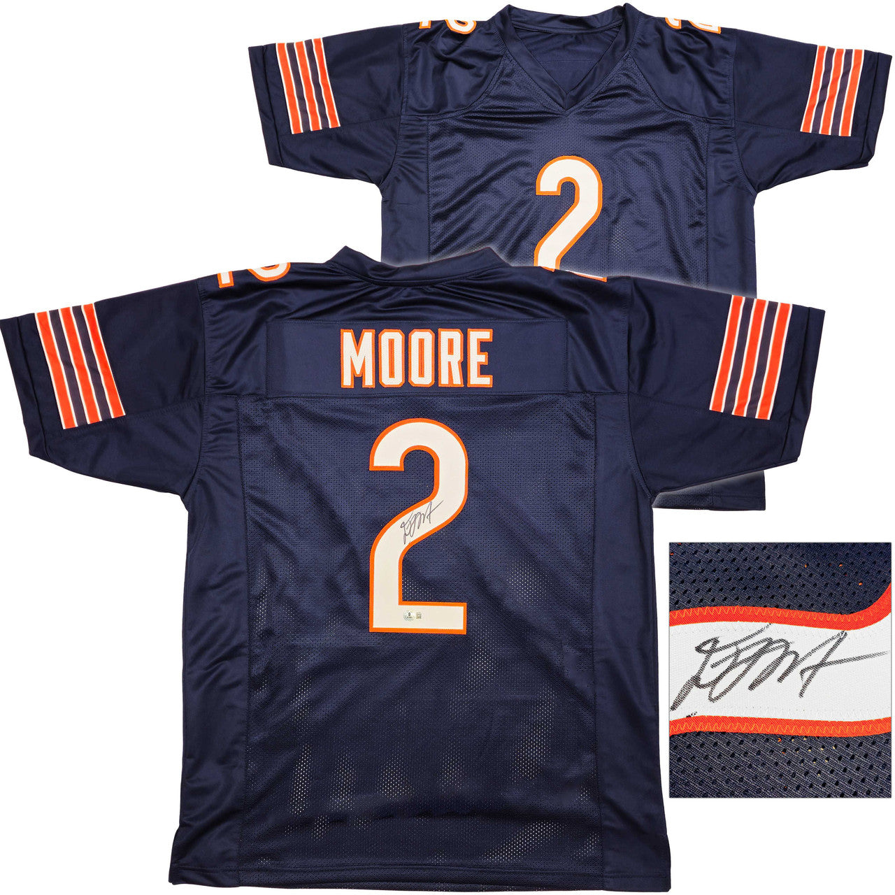 Chicago Bears DJ Moore Autographed Blue Jersey Beckett BAS Witness