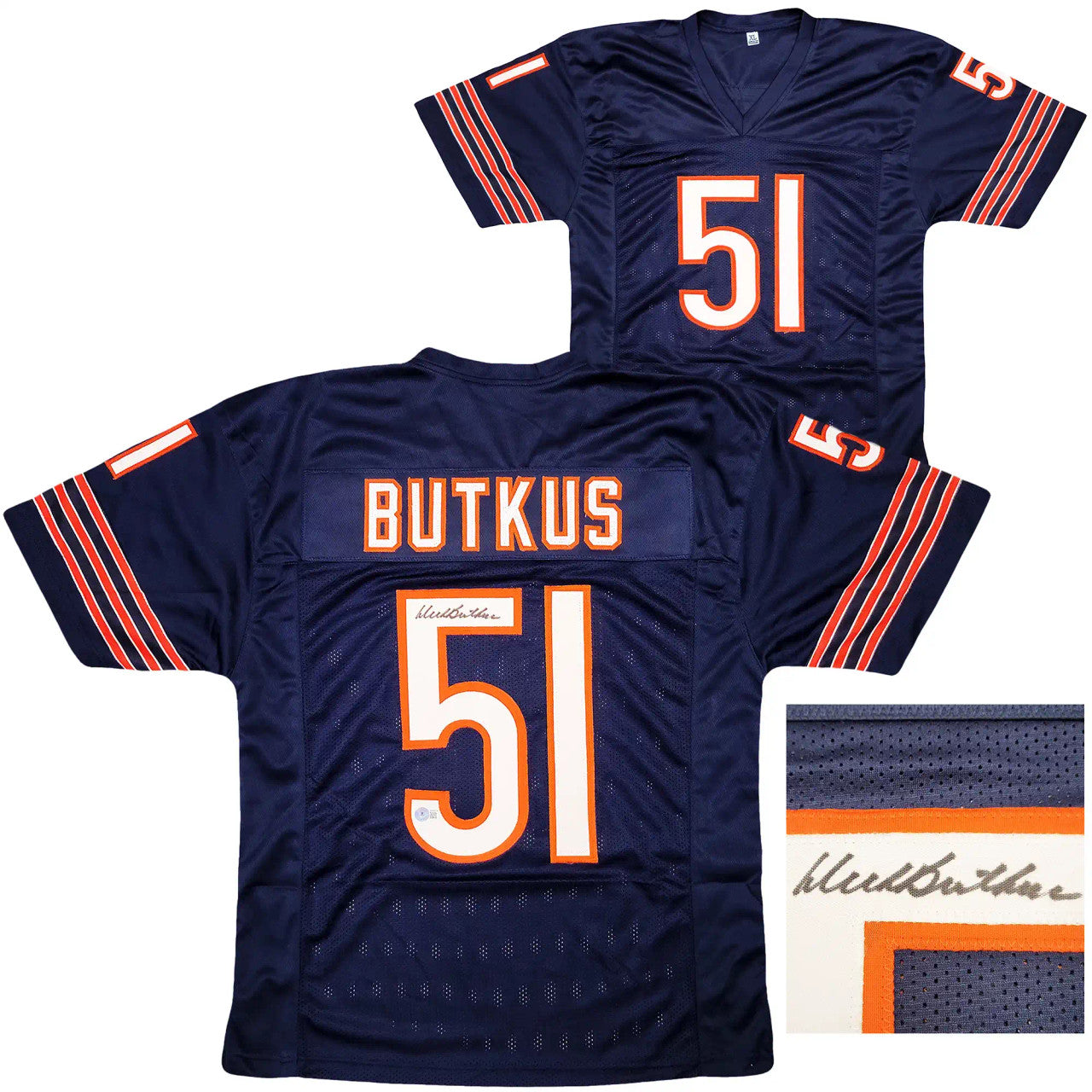 Dick Butkus Autographed Chicago Bears Blue Jersey – Beckett BAS Witness COA