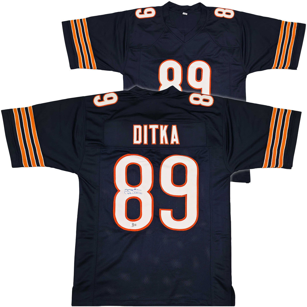 Chicago Bears Mike Ditka Autographed Blue Jersey Beckett BAS QR