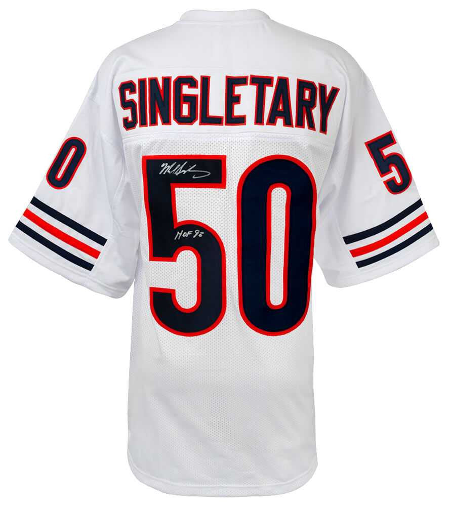 Chicago Bears Mike Singletary Signed White Custom Football Jersey w/HOF'98 - Schwartz Authenticated