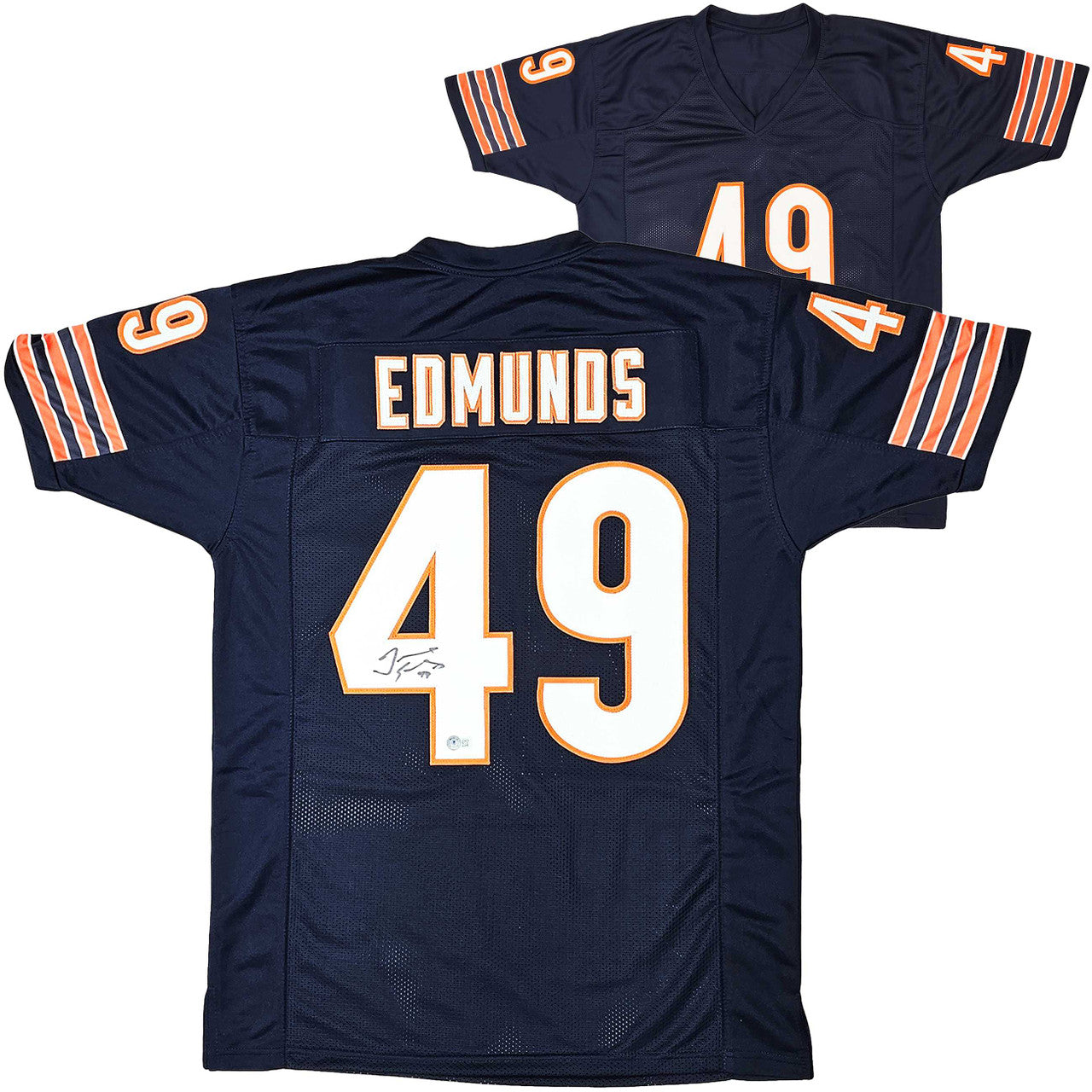 Tremaine Edmunds Autographed Chicago Bears Blue Custom Jersey – Beckett BAS QR